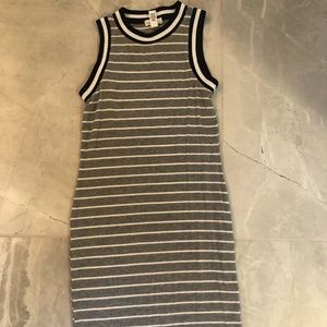 black and grey stripped body-con dress